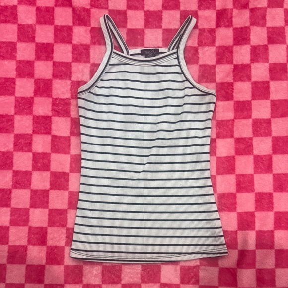 Rue21 Tops - Rue21 White and Black Striped Ribbed Tank
